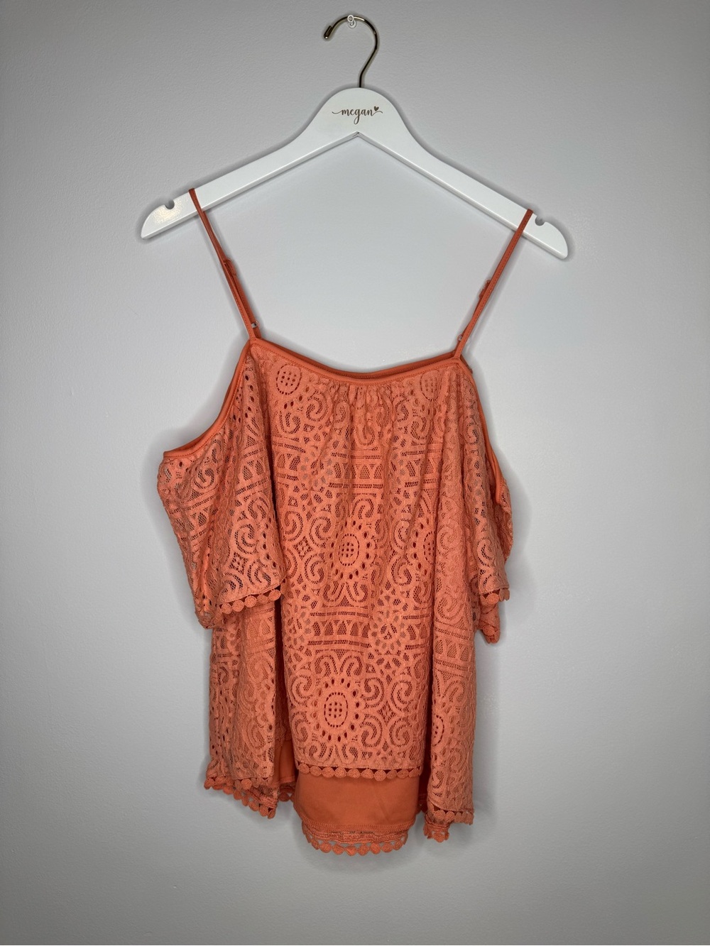 NWT | miami Coral Lace Cold-Shoulder Camisole | Size Large